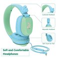 thumbnail image 3 of Auriculares para niños con micrófono, Riwbox CS6, plegables, estéreo, con control de volumen y función de compartición. (Azul y verde), 3 of 3