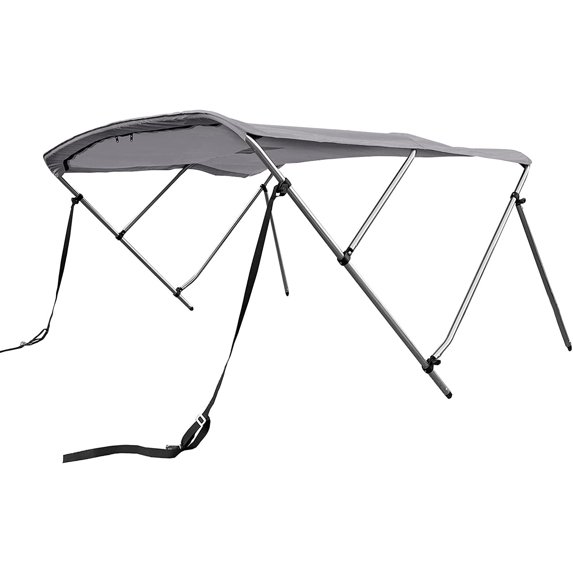 EliteShield 3 Bow Bimini Top Boat Cover Grey 3 Bow 72" L 36" H 73" 78" W with Boot and Rear Poles