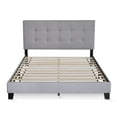 thumbnail image 6 of Furinno LAVAL Queen Upholstered Bed Frame with Button-Tufted Headboard and 12-Piece Wooden Slat Support, Light Grey, 6 of 9