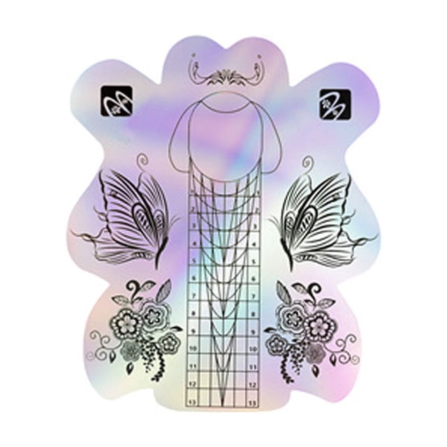 Forma de uña súper fuerte Forma de uña delgada Forma de uña curva en forma de mariposa Forma de uña para extensión de uñas de gel UV acrílico Guía de pegatinas con forma de arte de uñas
