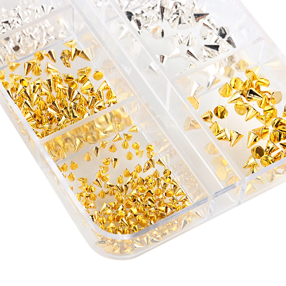 NICENEEDED Nagelketten Set – 6 Streifen, 3D Gold Charms, Für DIY Nail Art & Maniküre