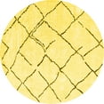 thumbnail image 1 of Ahgly Company Indoor Round Solid Yellow Modern Area Rugs, 4' Round, 1 of 4