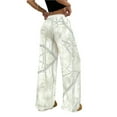 thumbnail image 4 of Pantalones harem informales elásticos de pierna ancha con cintura y estampado de camuflaje de hoja de arce for mujer, 4 of 5