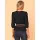 thumbnail image 4 of Top peplum Allegra K para mujer Blusa con cintura fruncida de media manga Negro XL, 4 of 5