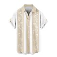 thumbnail image 5 of ZCFZJW Mens Hawaiian Shirts Short Sleeve Button Down Shirt Striped Color Block Printed Tropical Summer Beach Vacation Tees Shirt Tops Khaki M, 5 of 6
