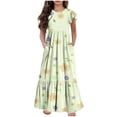 thumbnail image 1 of Yanlir Robe d'Été à Volants pour Filles 4-14 Ans, Robes Trapèze pour Enfants Sans Manches à Col Rond, Robe Soleil pour des Tenues Confortables et Stylées (Jaune#5, 12 Ans), 1 of 5
