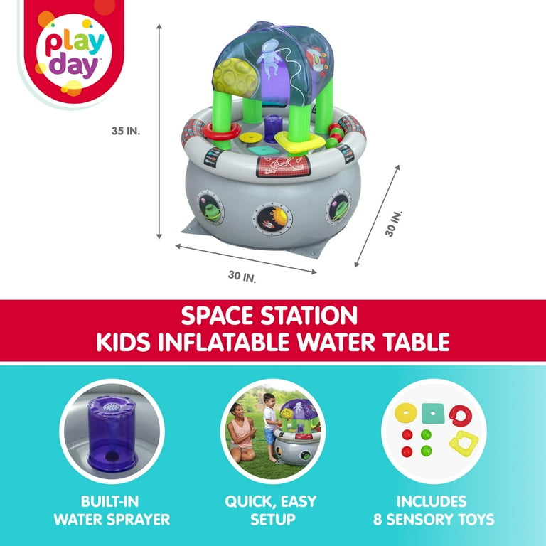 Play Day Space Station Inflatable Kids Water Table 30" x 30" x 35"