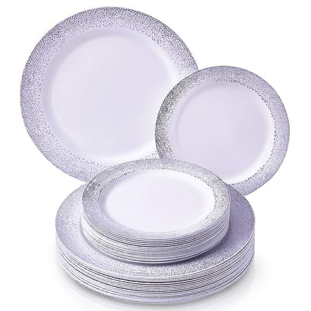 plates disposable dinnerware upscale dishes salad duty dessert elegant heavy dinner plastic pc fine china mist ocean dining silver