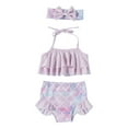thumbnail image 2 of URMAGIC Toddler Girl Meimaid Bikini set ,Halter Top+Bikini Bottoms+Headband 1-4Y, 2 of 6