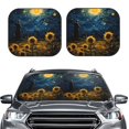thumbnail image 2 of Fotbe Oil Starry Sky Sunflower Juego de 2 Piezas de Parasoles para Parabrisas | Bloqueador Solar para Auto | Accesorios Plegables para Protección Solar Interior-Medium, 2 of 6