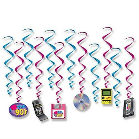 90's Theme Hanging Swirls (12 Pcs) - 1 Pack