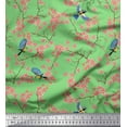 thumbnail image 1 of Soimoi Crepe Silk Fabric Floral & Blue Tit Bird Decor Fabric Printed Yard 42 Inch Wide, 1 of 3