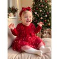 thumbnail image 6 of RUINIXCW Baby Girl Christmas Dress Star Print Long Sleeves Dress with Bow Headband, 6 of 8
