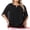 Black, variant on Women's Plus Keyhole Round Neck Cape Sleeve Chiffon Blouse 2X Black