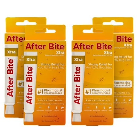 After Bite Xtra Formula - Bug Bite Itch Relief with Diphenhydramine HCl - Ideal for Mosquito Bites, Fire Ant Bites, Bees & More - Portable Gel Formula - 0.7 oz (4 Pack)