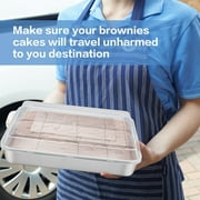 Vesteel Stainless Steel Baking Pan with Lid, 12.2 x 9.5 x 2 Inch Rectangle Sheet Cake Pans with Covers Bakeware for Cakes Brownies Casseroles, Non-toxic & Dishwasher Safe - Set of 2