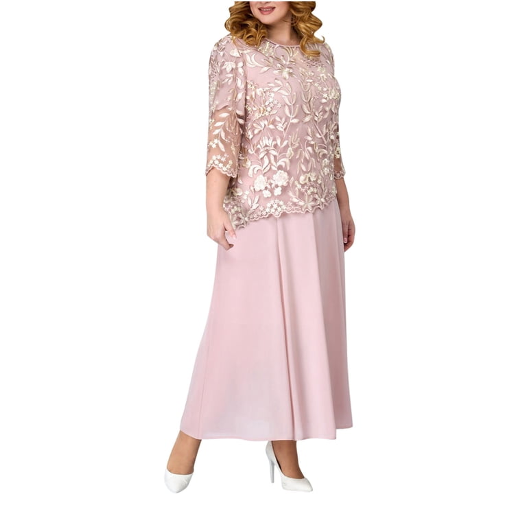 chinese dress ladies Long Sleeve Plus-Size Long Sequin Prom Dress W8876 Red Berry / 14W