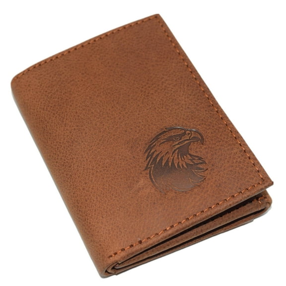 Marshal American Eagle Genuine Leather Bifold Trifold RFID Blocking Wallet for Men Trifold