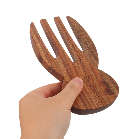 OFFIGAM Dark Brown Acacia Wood Salad Serving Hands for Kitchen Use and Versatile 2Pcs