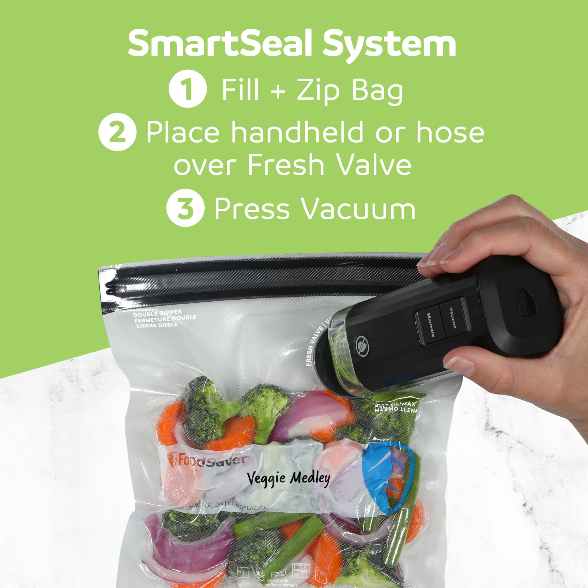 FoodSaver Reusable Quart Vacuum Zipper Bags, 10 Count BPA-Free Storage Bags for Food, Sous Vide, and Meal Prep, Compatible with Handheld Sealers