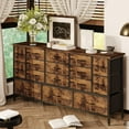 thumbnail image 6 of Tomnk woo 63.3" TV Stand with 16 Drawers, Power Outlets, Fabric Dresser for Bedroom, Living Room, Rustic Brown, 6 of 6