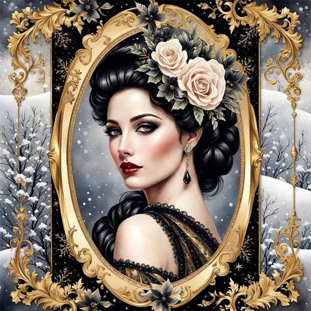 Kit de pintura por números sobre lienzo, arte al óleo artesanal, decoración de pared de mujer de clase alta, 40x40cm