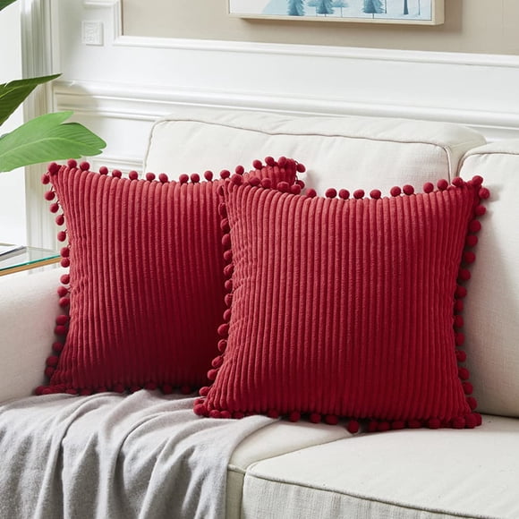 Fundas de almohada decorativas Fancy Homi, color burdeos, 40 x 40 cm, paquete de 2