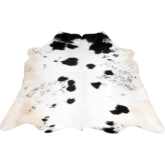 Premium Black White Cowhide Rug, Real Animal Hide Leather, Hair-on Finish, Perfect for Bedroom, Living Room, or Office Décor