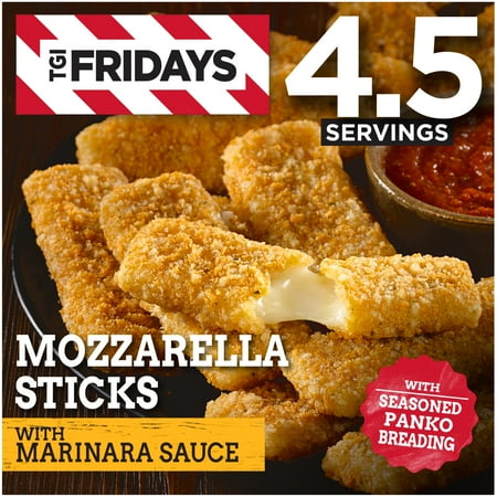 TGI Fridays Mozzarella Sticks Frozen Snacks & Appetizers with Marinara Sauce, 17.4 oz Box Regular