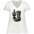 thumbnail image 3 of Inktastic Cowboy Cowgirl Boots Cactus Women's Plus Size V-Neck T-Shirt, 3 of 5