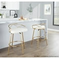 thumbnail image 3 of Charlotte Glam 26" Glam/Art Deco Fixed-Height Counter Stool with Swivel in Gold Metal and Cream Velvet with Round Footrest by LumiSource - Set of 2, 3 of 4