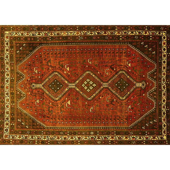 Ahgly Company Indoor Rectangle Persian Yellow Traditional Area Rugs, 3' x 5'