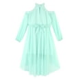 thumbnail image 5 of Nyeemya Kid Off Shoulder Flower Girls Dress Wedding Birthday Party Gown High Low Hem Princess Dress Light Green 16, 5 of 7