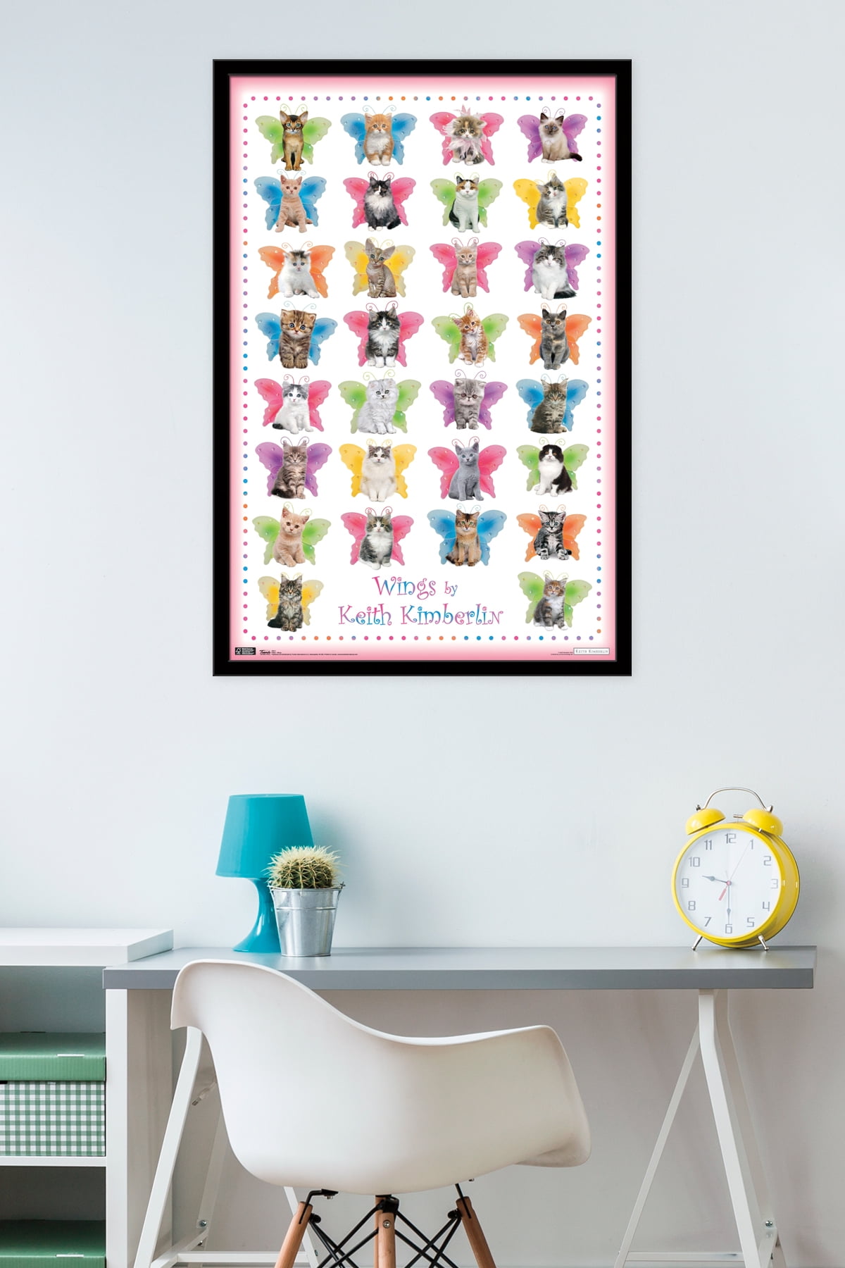 Keith Kimberlin - Kittens with Butterfly Wings Wall Poster, 22.375" x 34", Framed