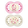 MAM Glow In the Dark Pacifiers, Baby Pacifier 6+ Months, Best Pacifier for Breastfed Babies, 'Night’ Design Collection, Girl, 2-Count