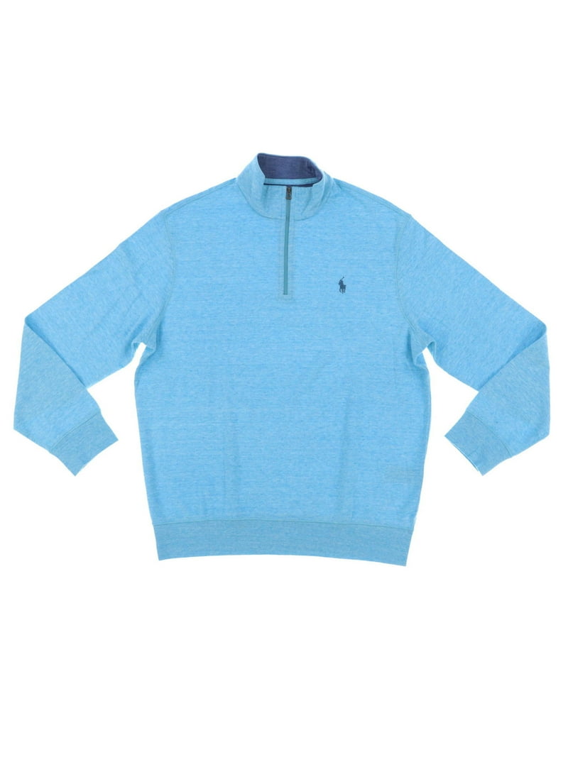 Polo Ralph Lauren Mens Quarter Zip Sweater (XS, Sky Blue