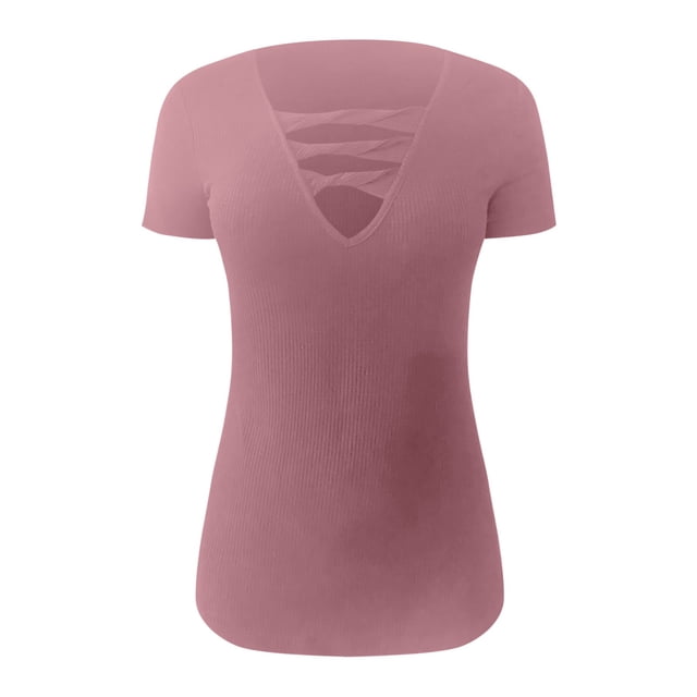 Gibobby Camisetas Mujer Manga Corta Camiseta manga corta ajustada informal con diseño personalidad, camiseta manga corta para mujer(Rosa,G)