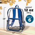 thumbnail image 5 of Heavy Duty Clear Plastic Backpacks Set of 6, Bulk Pack - PVC, Water Resistant, Great for School, Travel - Clear/Blue, 5 of 5