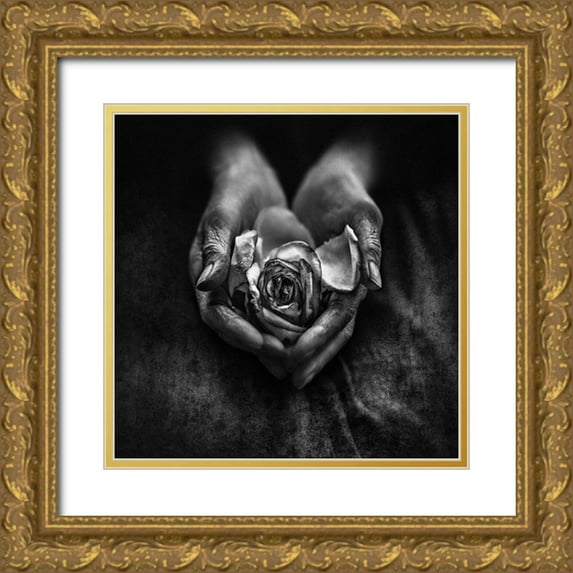 Nima.Zadshir 15x15 Gold Ornate Wood Framed with Double Matting Museum Art Print Titled - Caring hands