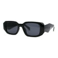 thumbnail image 4 of Womens Dimensional Geometric Diamond Cut Mod Rectangle Sunglasses All Black, 4 of 4