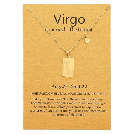 SWNXMG 14k Gold Plated Virgo Necklace Hermit Tarot Card Constellation Jewelry Birthday Gift for Women