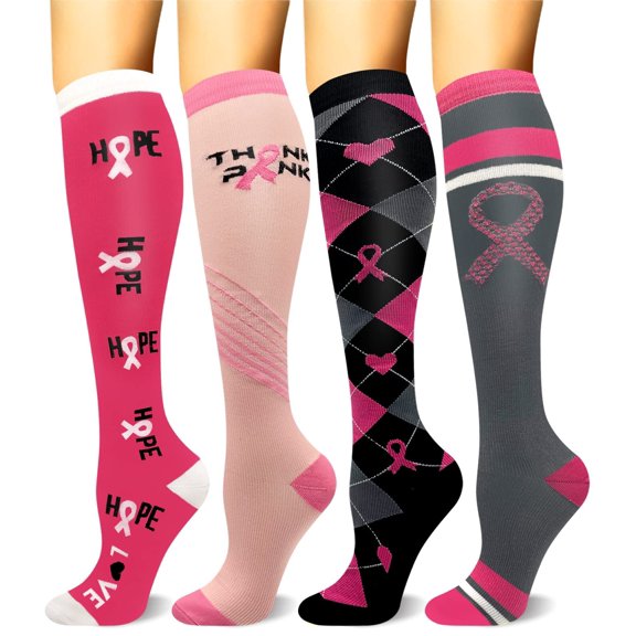 4 Pairs Copper Compression Socks for Women & Men Circulation 15-20 mmhg - Better Blood Flow, Swelling, Best Support for Medical, Running, Nursing
