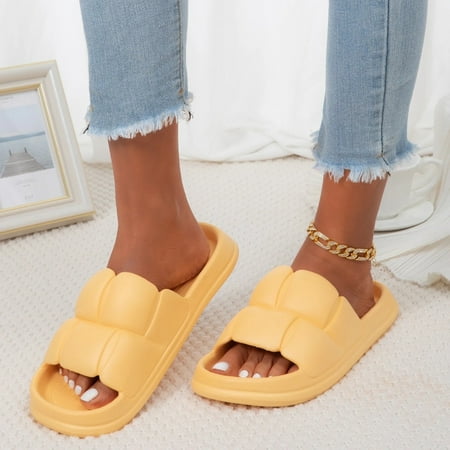 

Women Shoes Cloud Slides For Women And Men Shower Slippers Bathroom Sandals Extremely Comfy Cushioned Thick Sole Slippers Beach Shoes Yellow 8