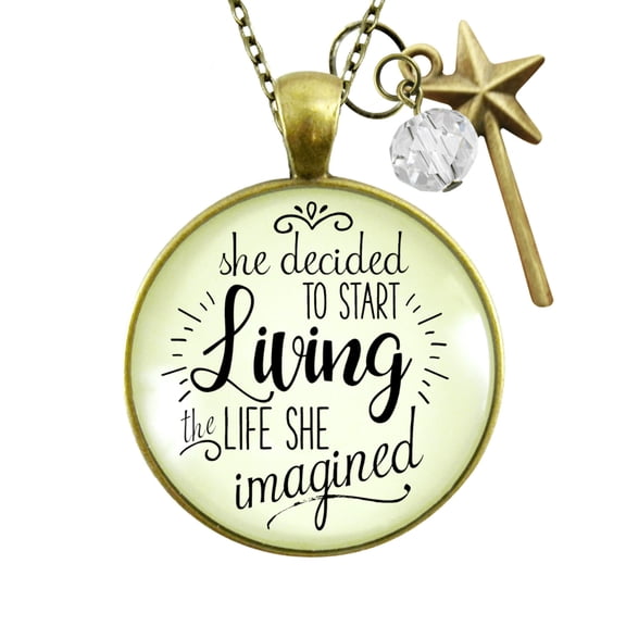 She Lived Gutsy Goodness Bronze Metal Necklace Female Adult Inspire Jewelry