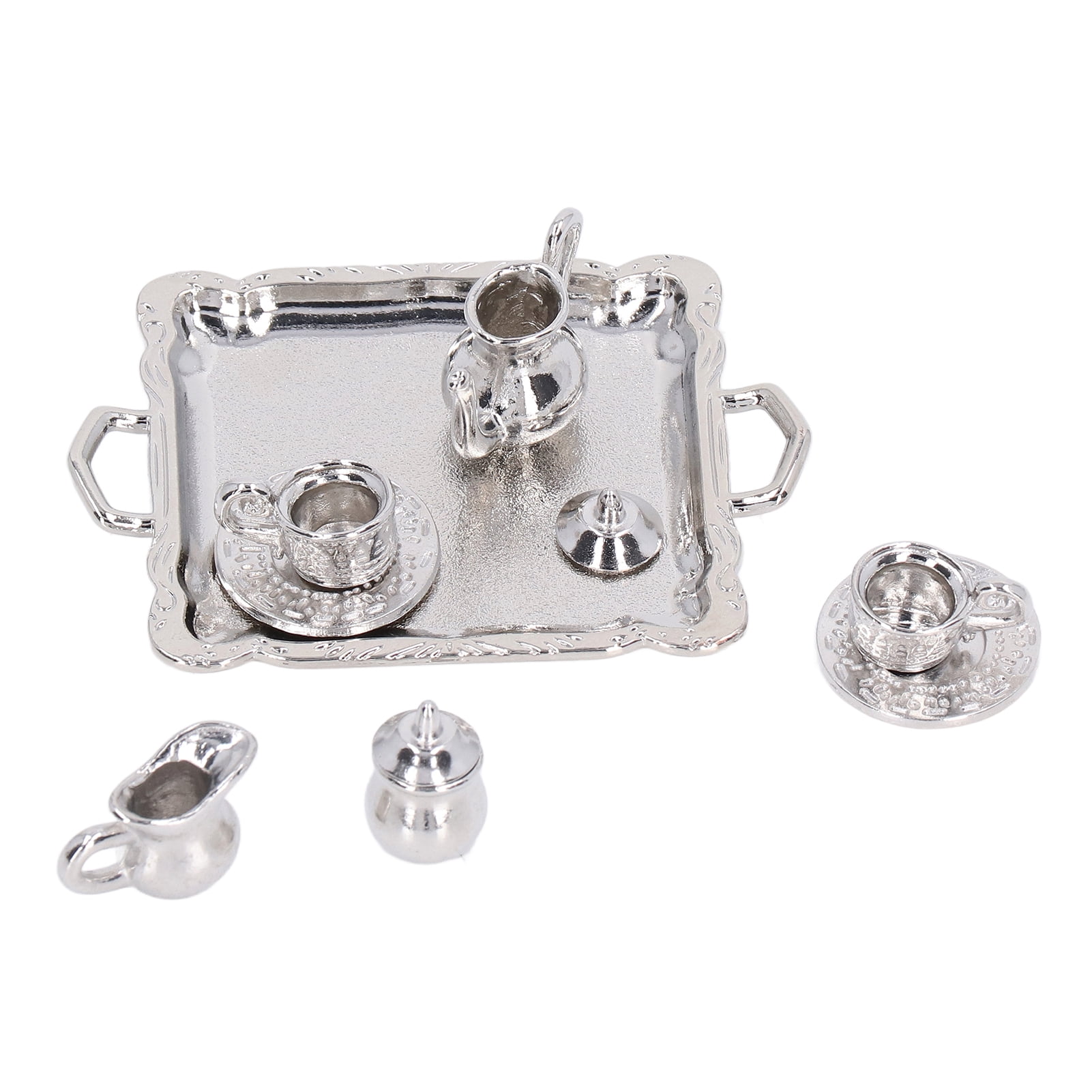 Mini Tea Set, 1/12 Scaled Furniture Model Miniature Tea Cups Lifelike