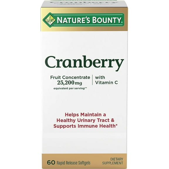 Nature's Bounty Triple Strength Cranberry With Vitamin C, 25,200 Mg, 60 Softgels