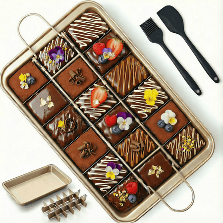 Non-Stick Brownie Pans, Brownie Pan with Dividers, Makes 18 Cakes at Once, 12×7×2 Detachable Carbon Steel Brownie Pan for Cakes/Cookies/Breads, Send Goods from Local Warehouse