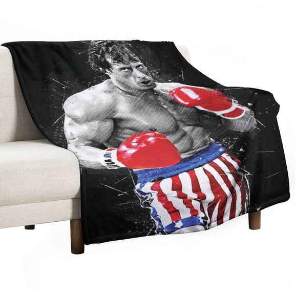 Rocky Balboa Movie Luxury Flannel Blanket - Super Soft Anti-Static Plush Warm Blanket for Sofa Bed - Extra Large Cozy Blanket for Men and Women, Home Decor Gift.