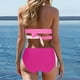 thumbnail image 4 of MKLEKYY Trajes De Baño Women High Waisted Bikini Sets Swimsuits Color Block Two Piece Drawstring Bathing Suit, 4 of 6