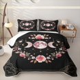 thumbnail image 2 of Homewish Hippie Moon Phase Quilt King, Pink Floral King Coverlet Set for Girls, 3-Piece 1 Bedspread and 2 Pillowcases, 2 of 7